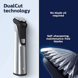 A dual-blade system brings sharp cuts
