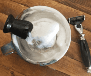 Use a mug to lather shaving soap